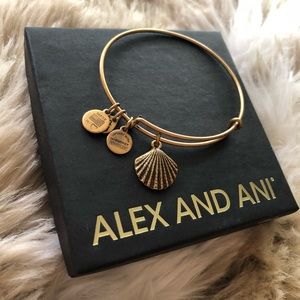 gold alex and ani seashell bangle bracelet
